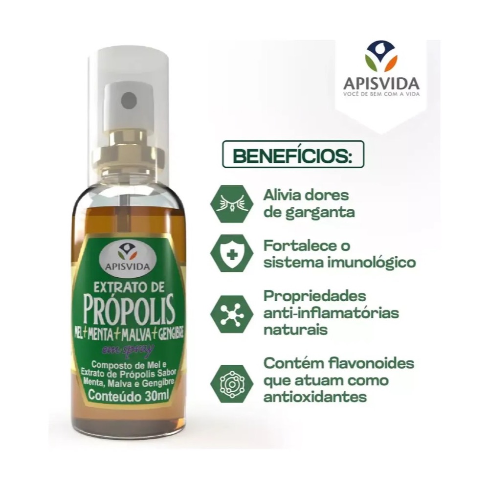 Extrato de Própolis Composto de Mel, Menta e Malva - Imagem 3