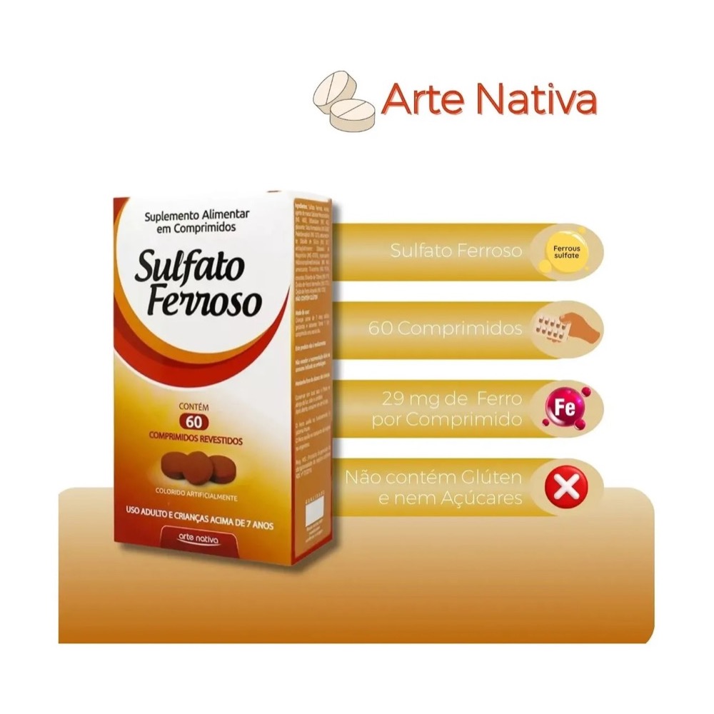 Arte Nativa Sulfato Ferroso Comprimidos - Imagem 3